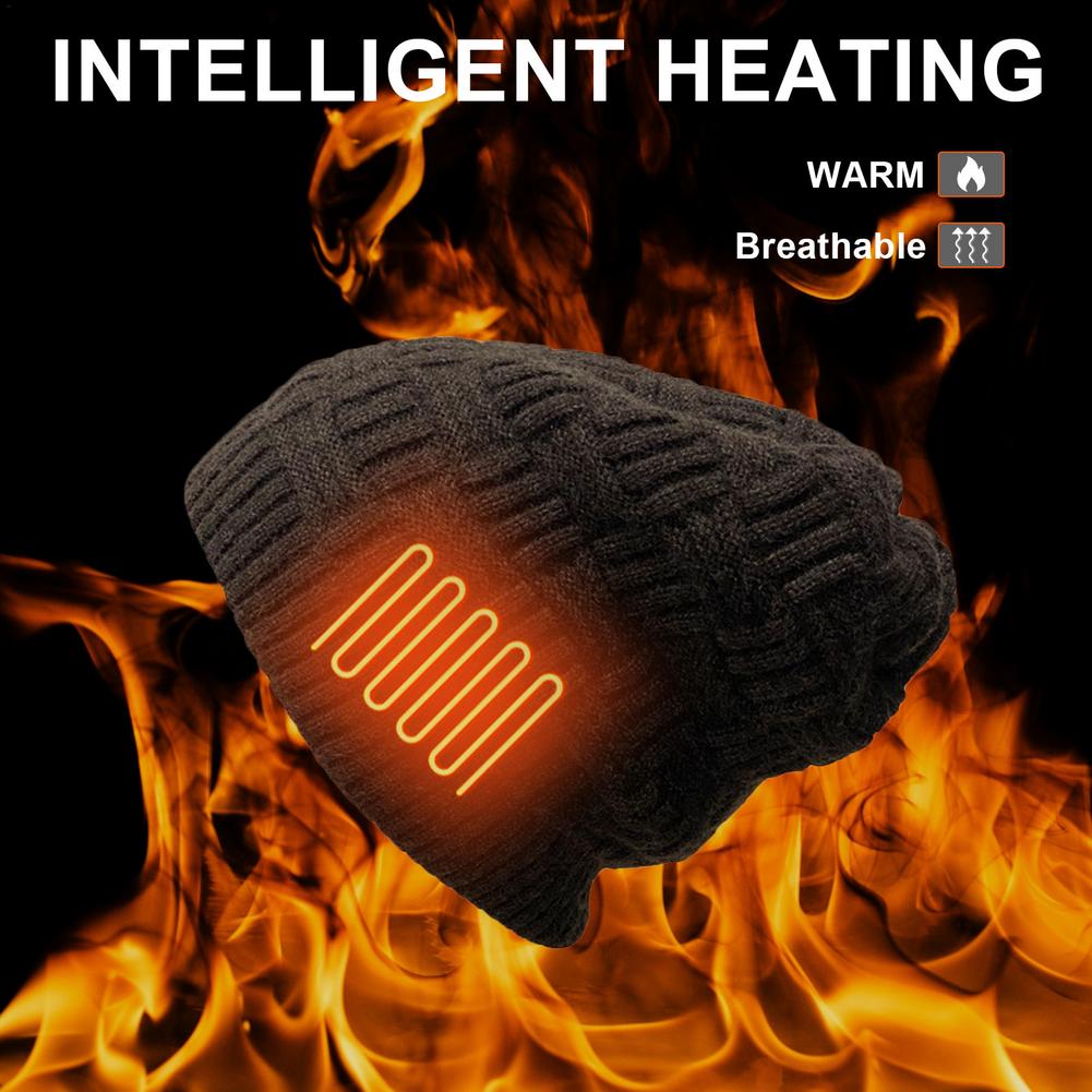 Unisex Fleece Hat Winter Warm Hat USB Rechargeable Electric Heating Hat