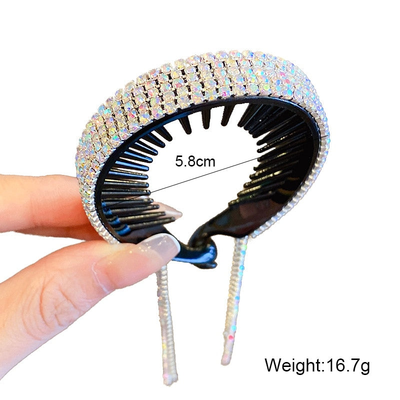 Women Elegant Luxury Rhinestone Tassel Ponytail Hair Claws Hair Clips Barrettes Hairpin Headband Fashion Hair Accessories