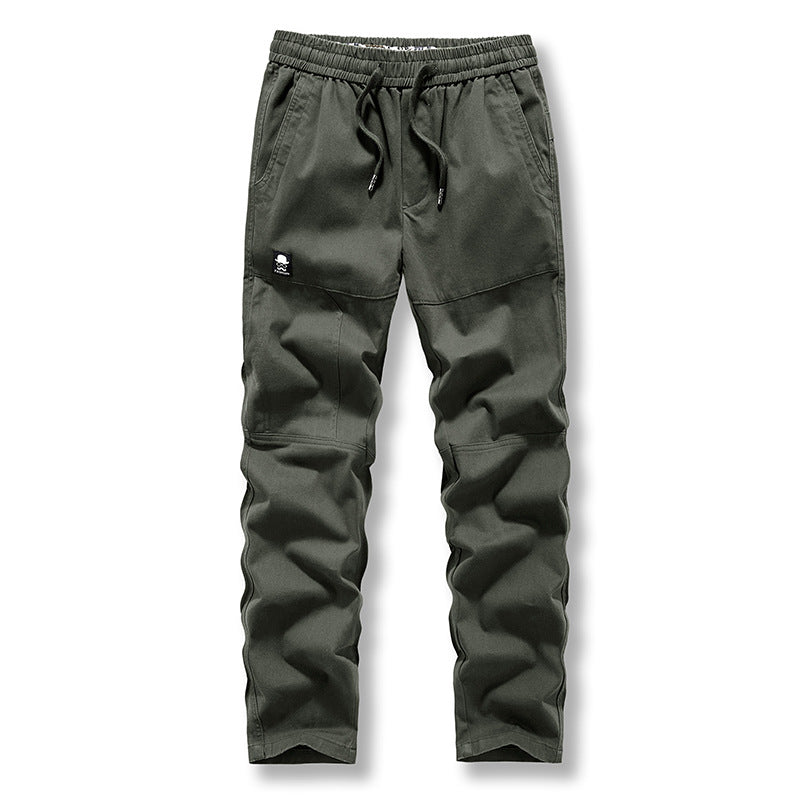 Men's washed solid color straight tube long cargo pants