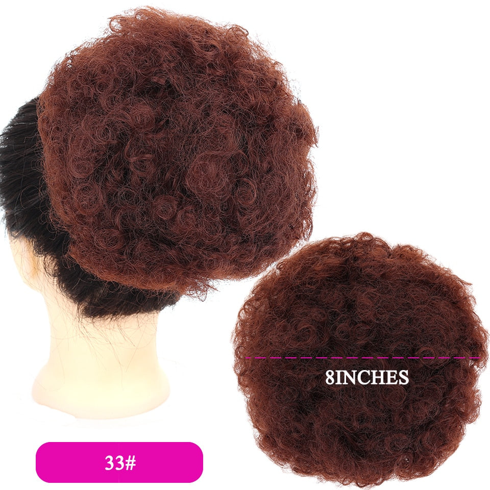 Synthetic Chignon Afro Puff Short Curly Hair Bun Drawstring Ponytail Hair