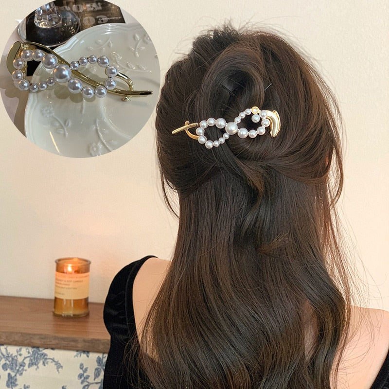 Metal Butterfly Pearl Hair Clips Hairpins Barrettes Hairgrips Headwear