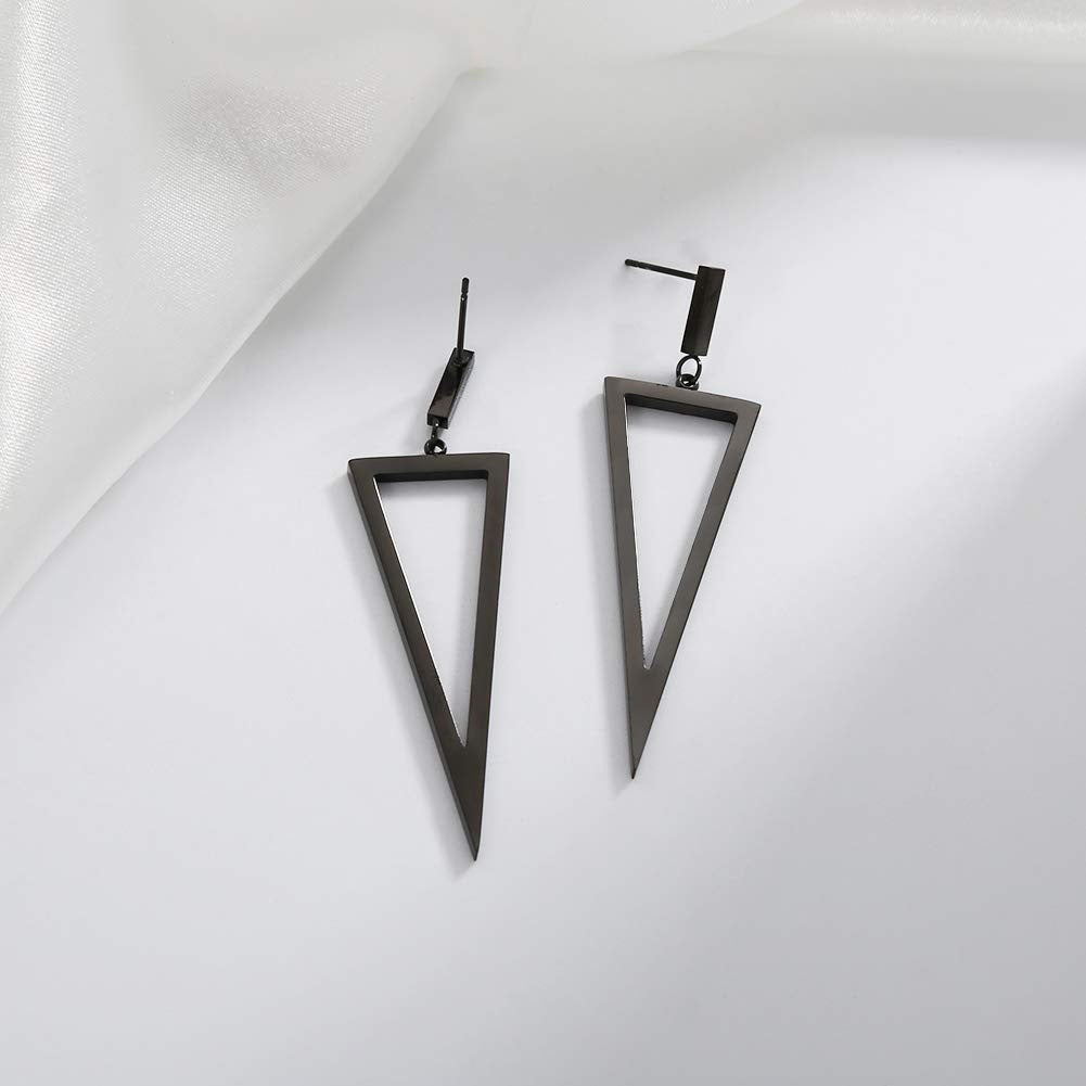 New Metal Black Triangle Earrings
