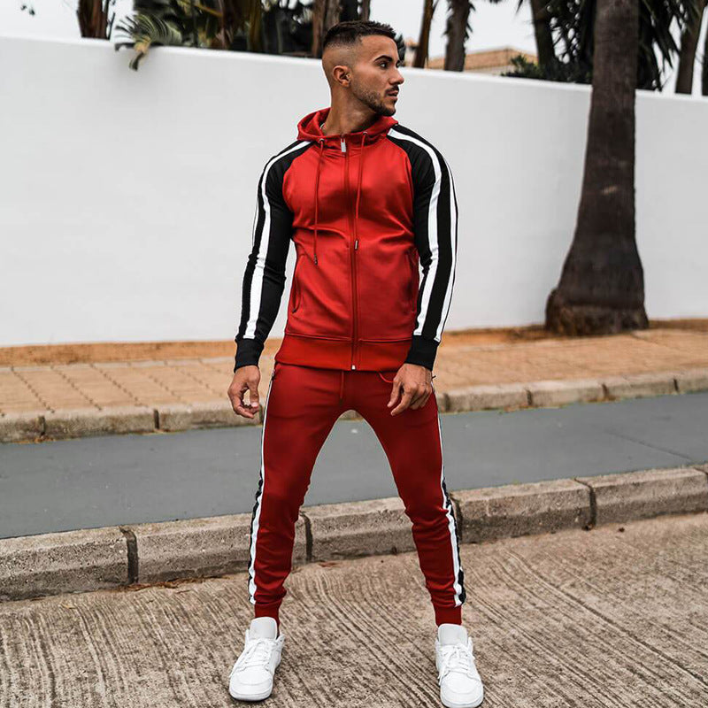 Fashion Trend Hooded Contrasting Track Suit