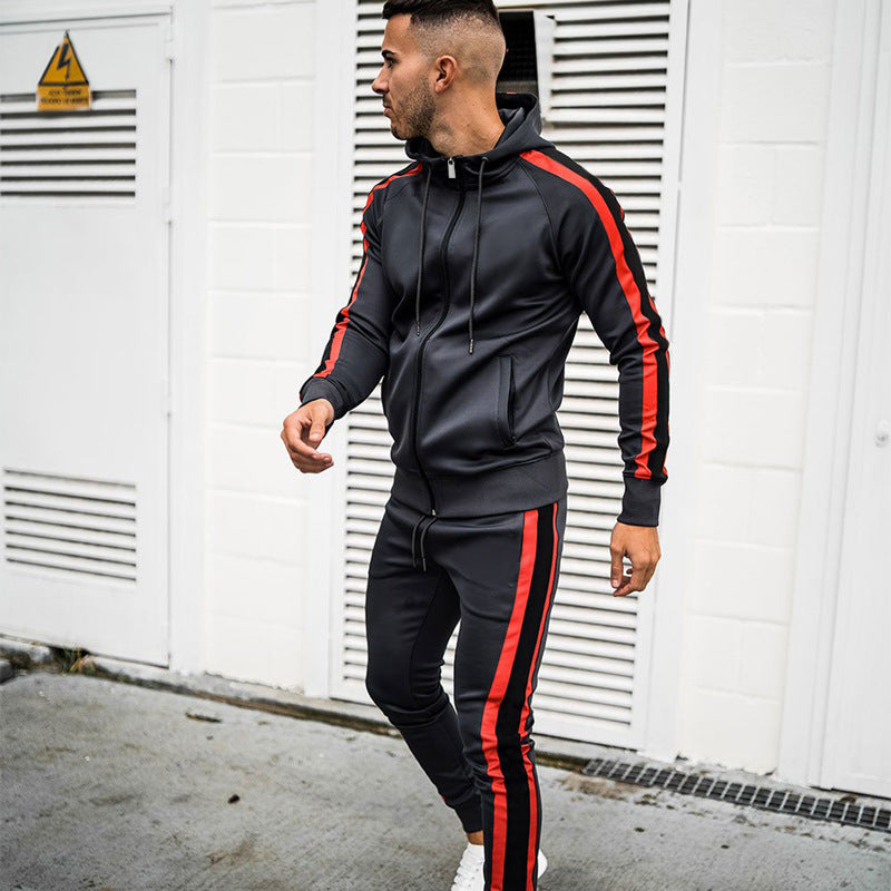 Fashion Trend Hooded Contrasting Track Suit